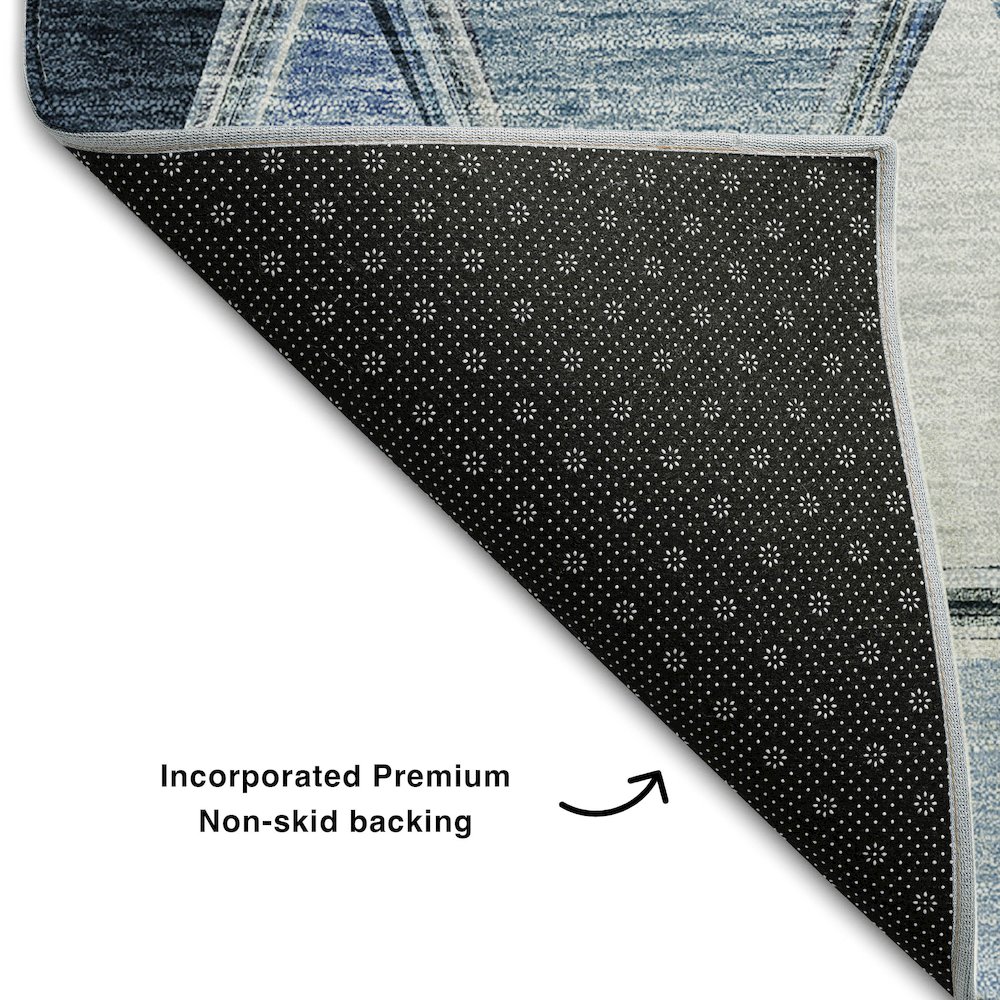 Premium Machine Washable Mayfield AMF722 Blue 9' x 12' Rug. Picture 2