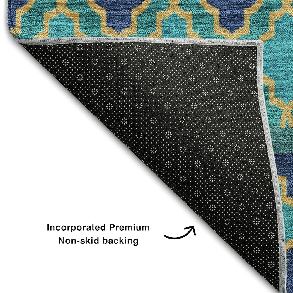 Premium Machine Washable Mayfield AMF726 Teal 9' x 12' Rug. Picture 2