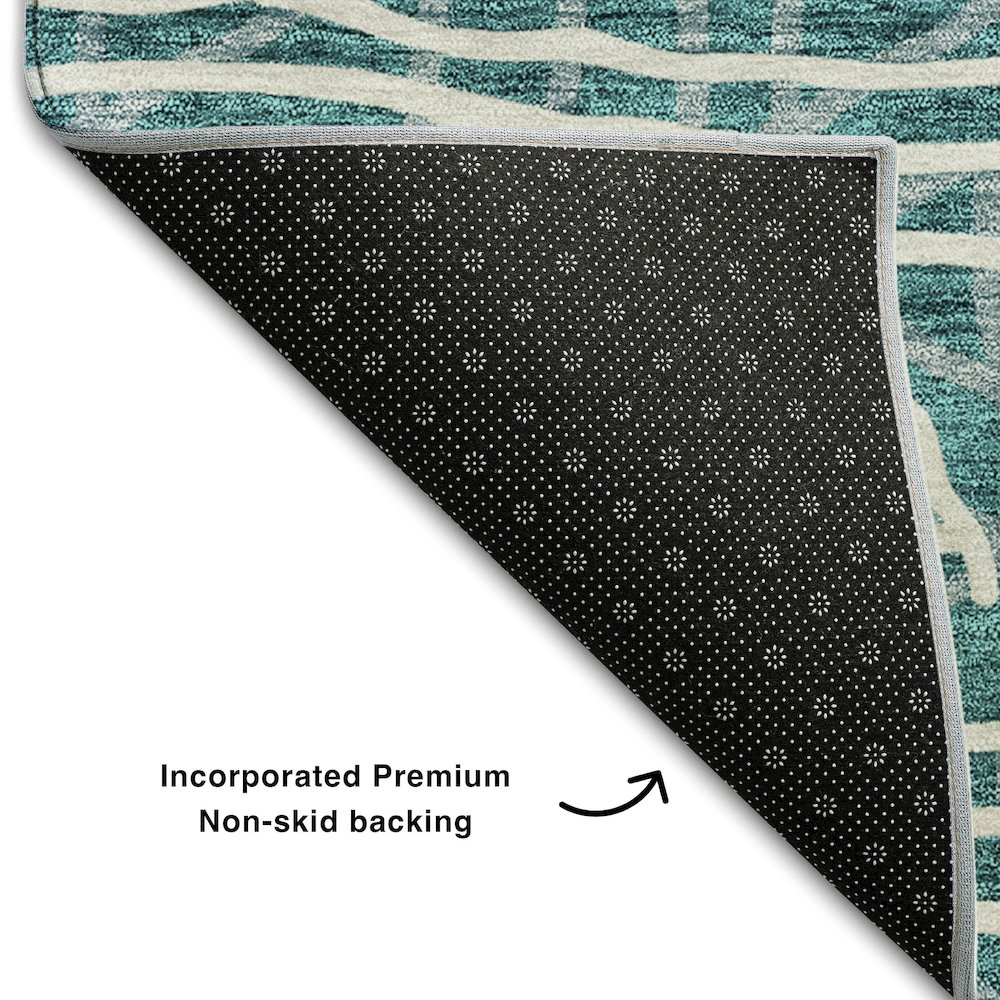 Premium Machine Washable Mayfield AMF730 Teal 9' x 12' Rug. Picture 2
