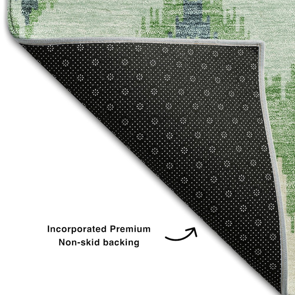 Premium Machine Washable Mayfield AMF743 Green 9' x 12' Rug. Picture 2