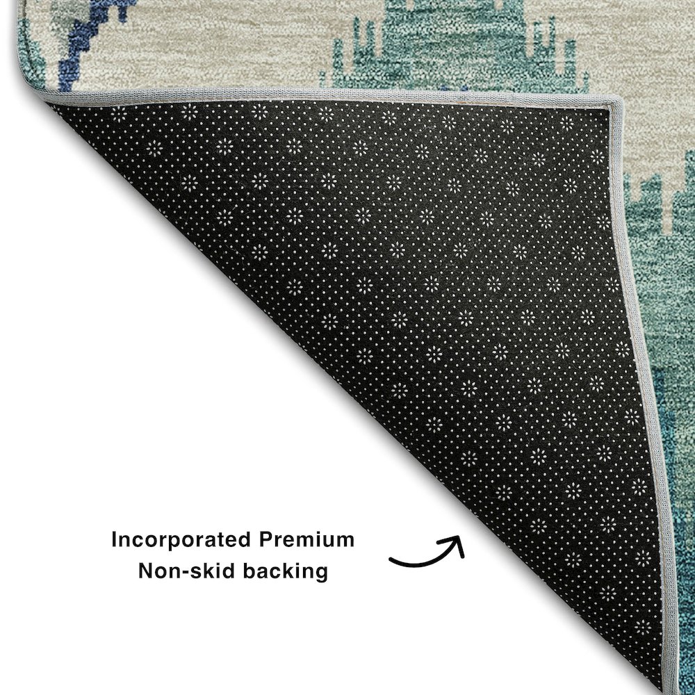 Premium Machine Washable Mayfield AMF743 Teal 9' x 12' Rug. Picture 2