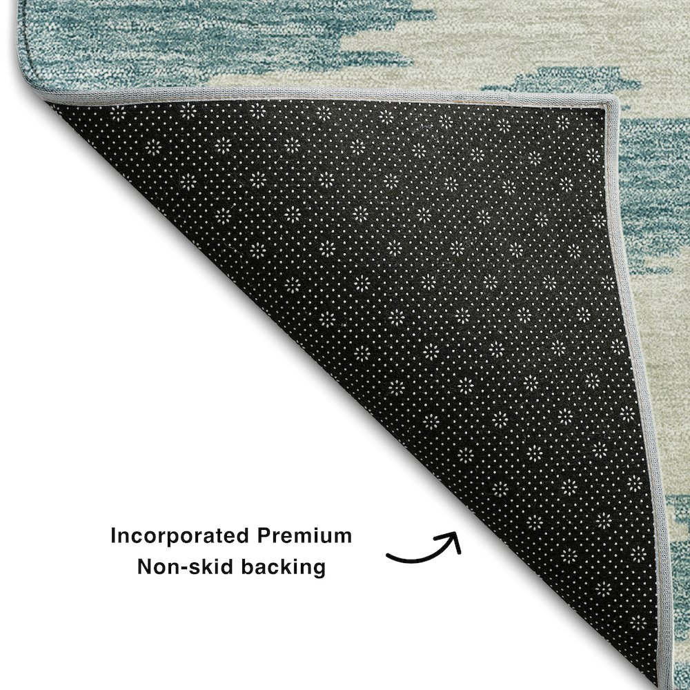 Premium Machine Washable Mayfield AMF746 Teal 9' x 12' Rug. Picture 2