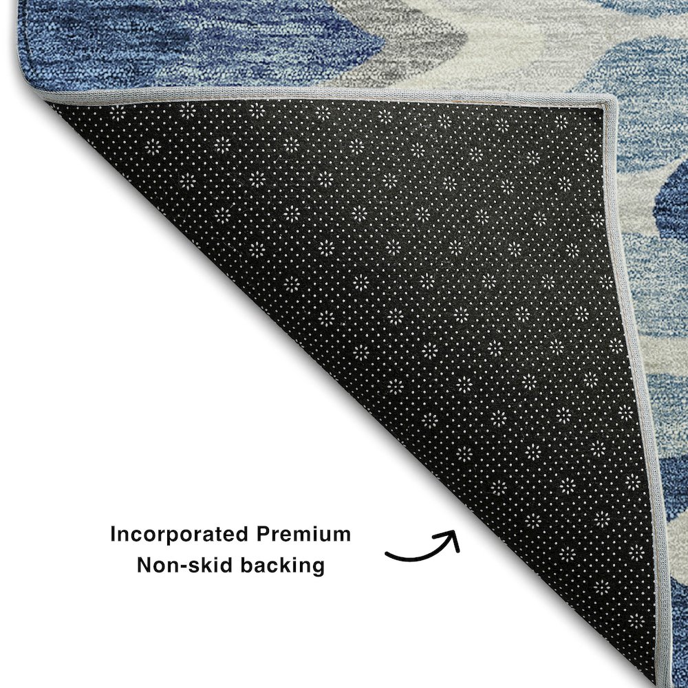 Premium Machine Washable Mayfield AMF750 Blue 9' x 12' Rug. Picture 2