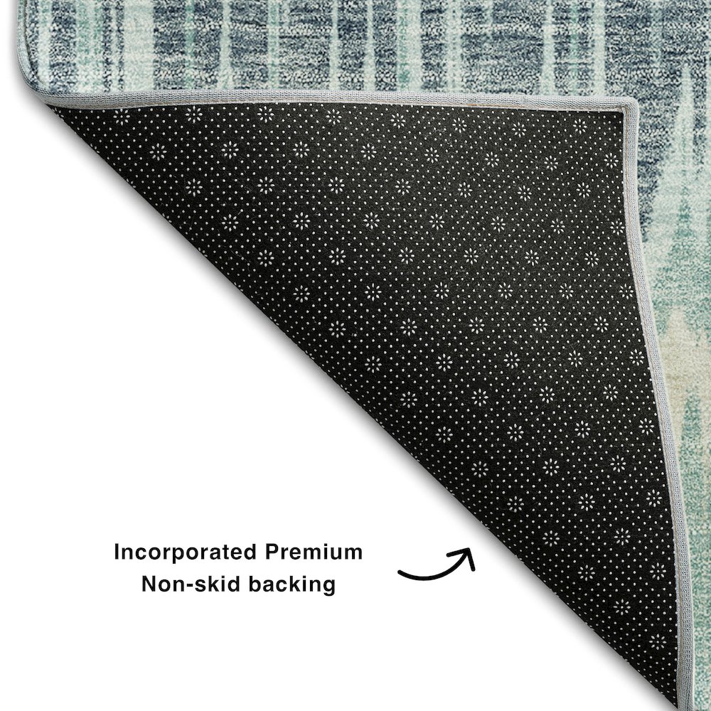 Premium Machine Washable Mayfield AMF755 Teal 9' x 12' Rug. Picture 2