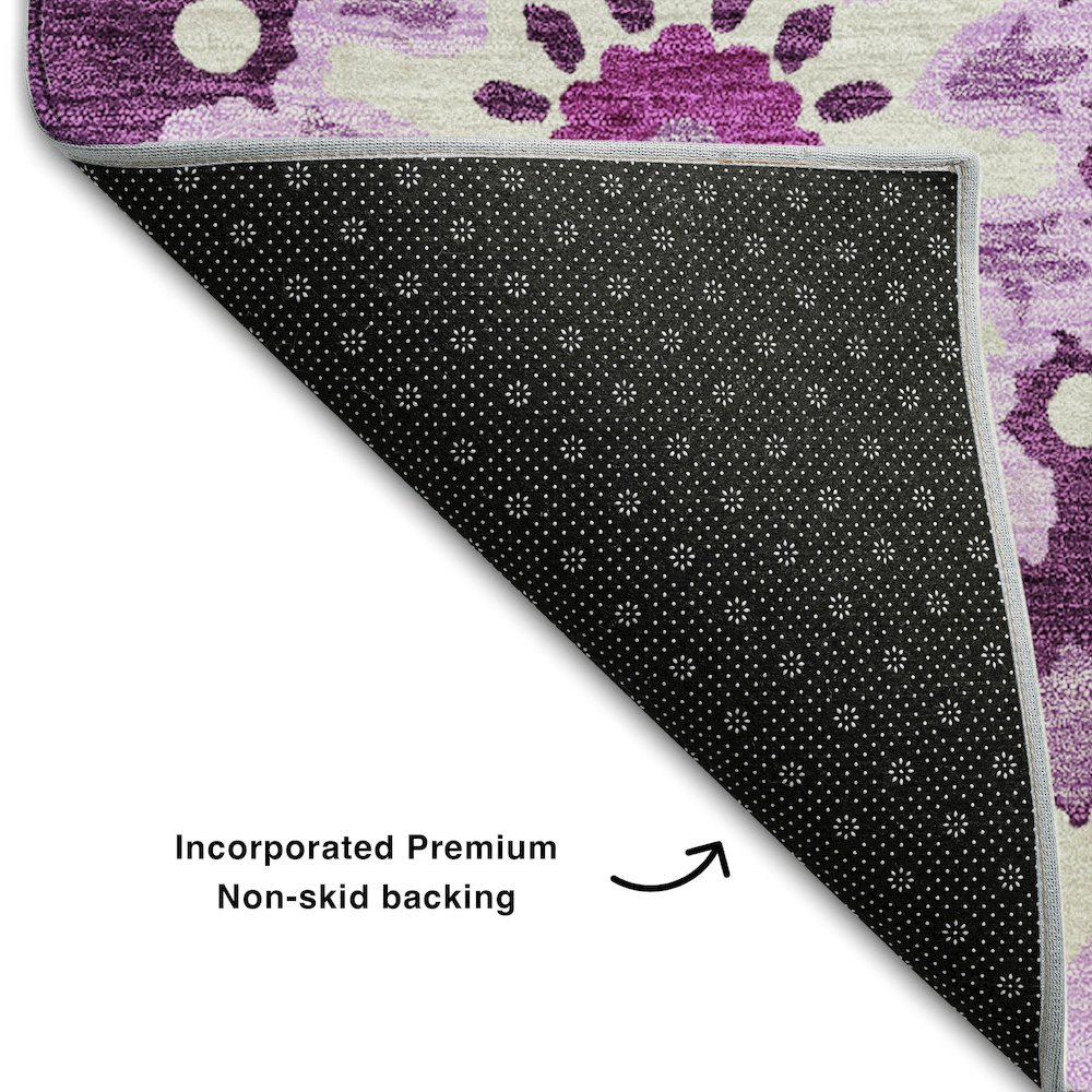 Premium Machine Washable Mayfield AMF763 Eggplant 9' x 12' Rug. Picture 2