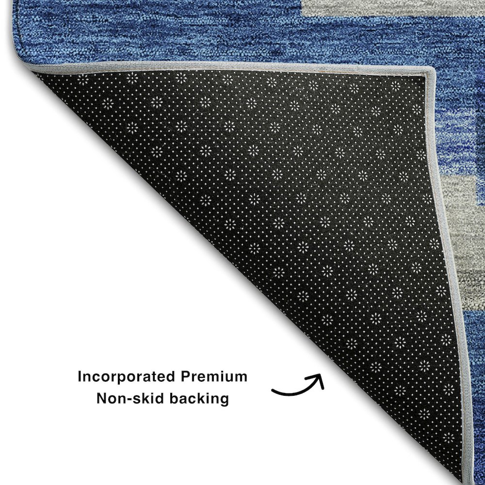 Premium Machine Washable Mayfield AMF766 Blue 9' x 12' Rug. Picture 2