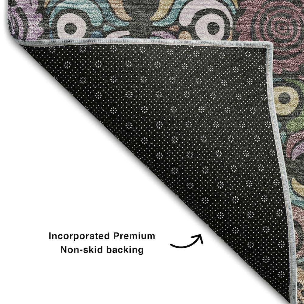 Premium Machine Washable Mayfield AMF852 Black 9' x 12' Rug. Picture 2