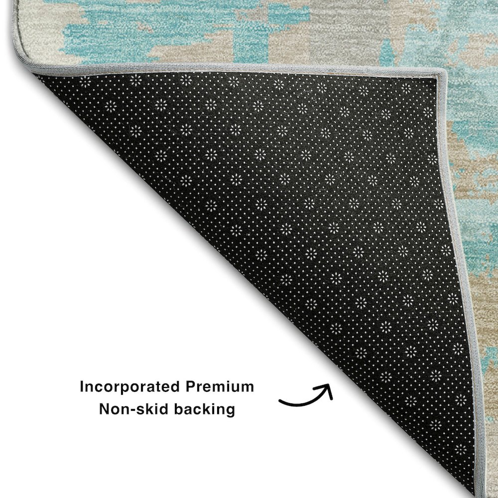 Premium Machine Washable Mayfield AMF855 Teal 9' x 12' Rug. Picture 2