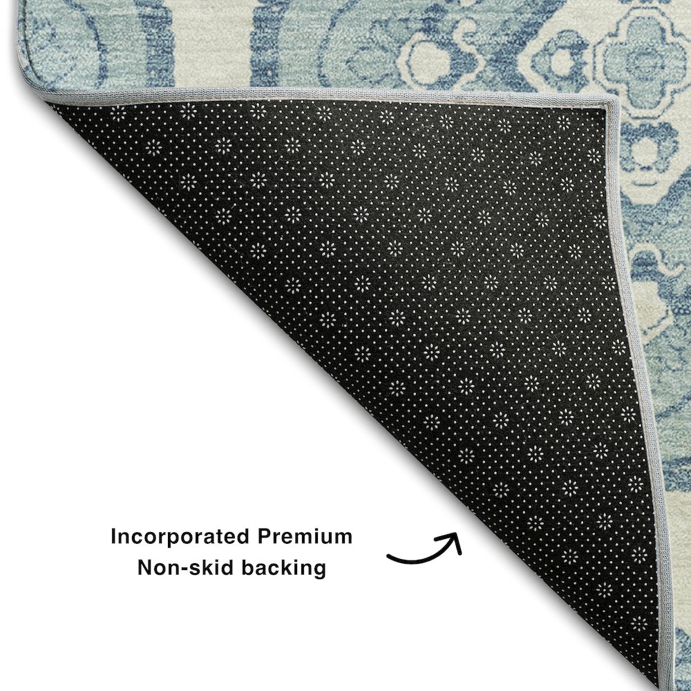 Premium Machine Washable Mayfield AMF878 Teal 9' x 12' Rug. Picture 2