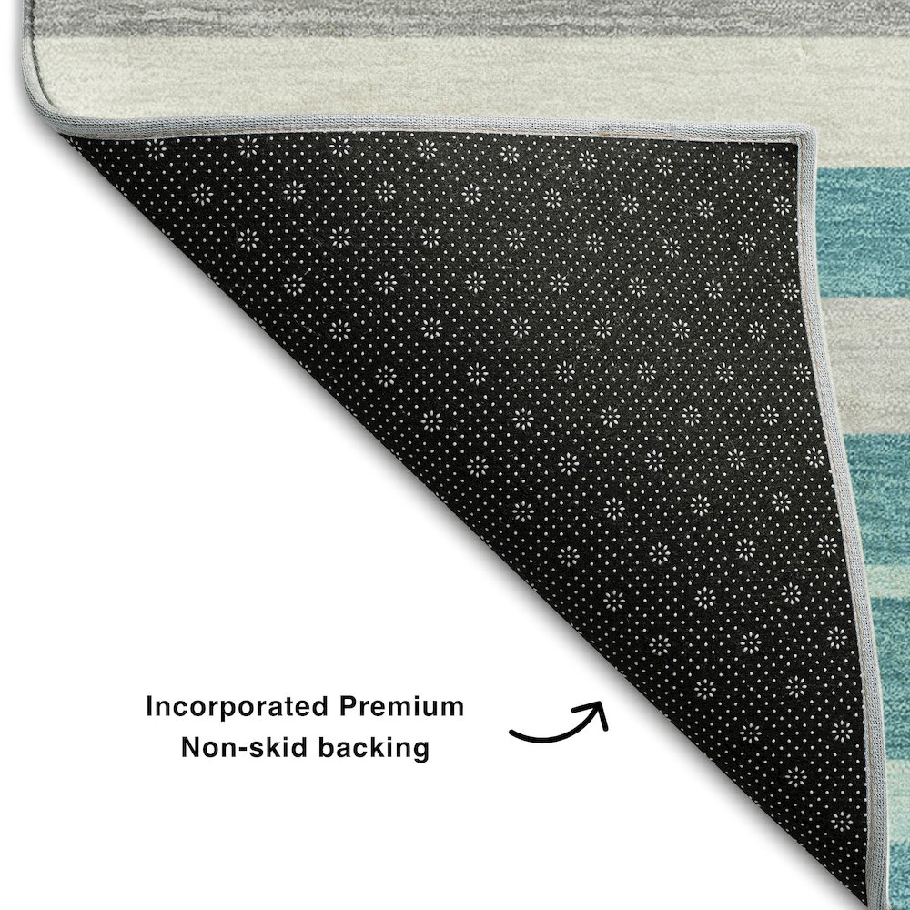 Premium Machine Washable Mayfield AMF879 Teal 9' x 12' Rug. Picture 2