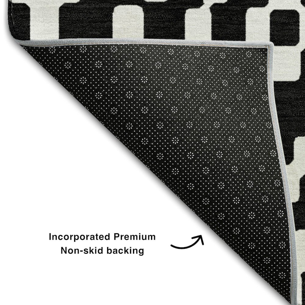 Premium Machine Washable Mayfield AMF891 Black 9' x 12' Rug. Picture 2