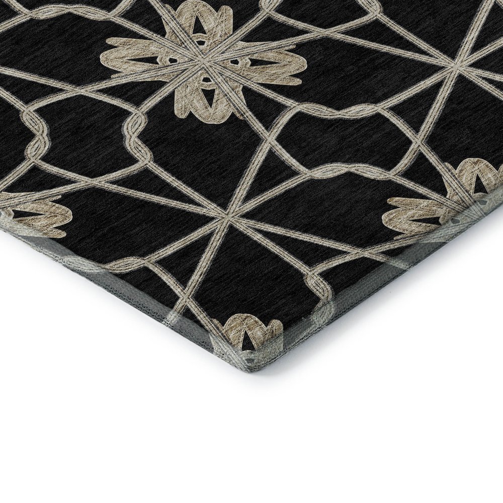 Premium Machine Washable Mayfield AMF958 Black 9' x 12' Rug. Picture 3