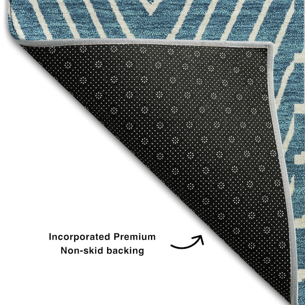 Premium Machine Washable Mayfield AMF990 Teal 9' x 12' Rug. Picture 2