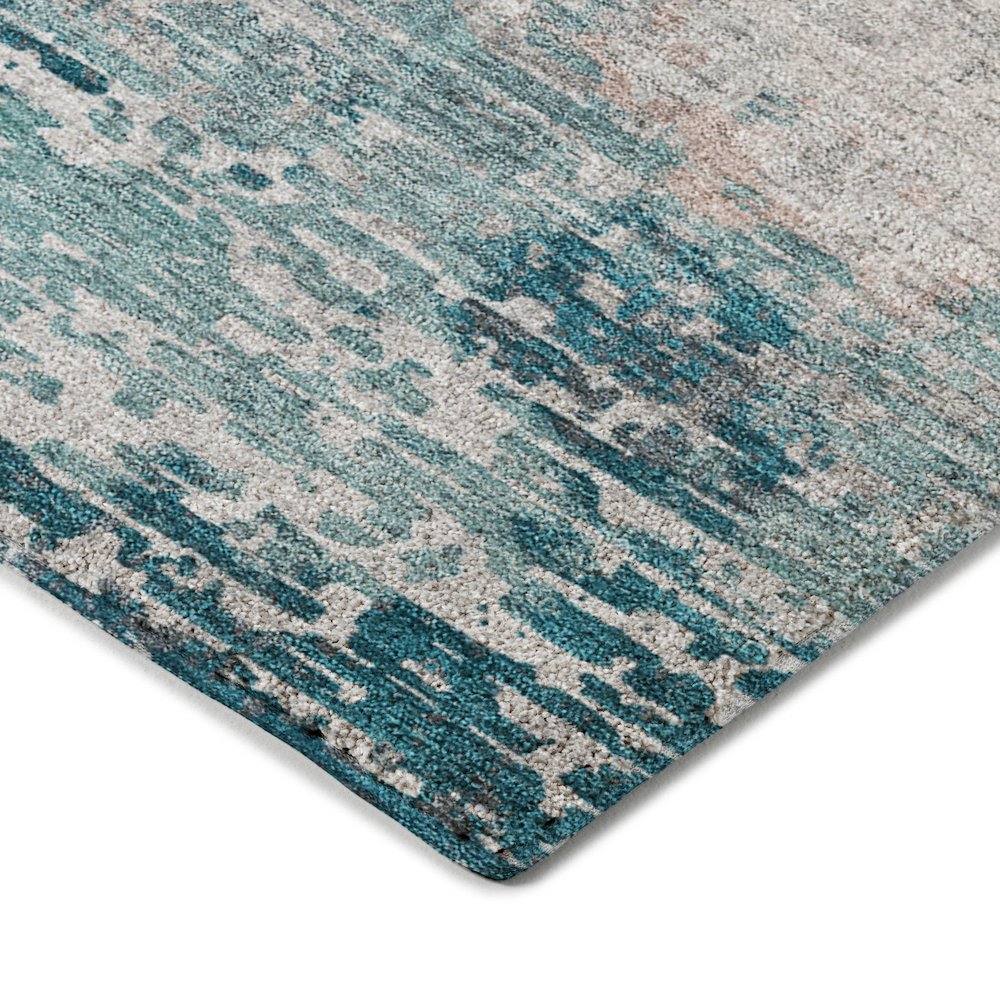 Luxury Washable Indoor/Outdoor Kochi Teal 9' x 12' Rug. Picture 2