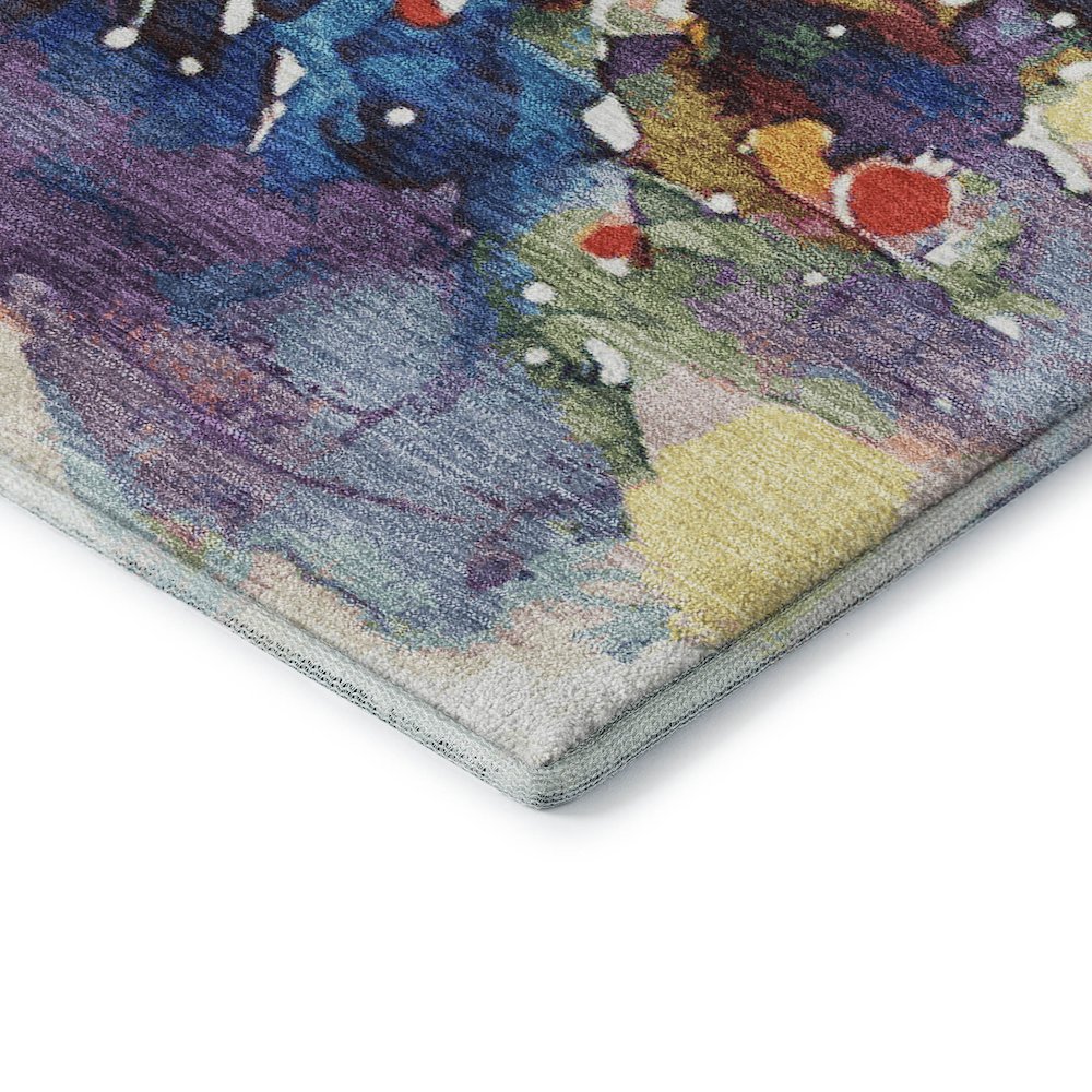 Luxury Washable Indoor/Outdoor Merry & Bright Navy 9' x 12' Rug. Picture 2