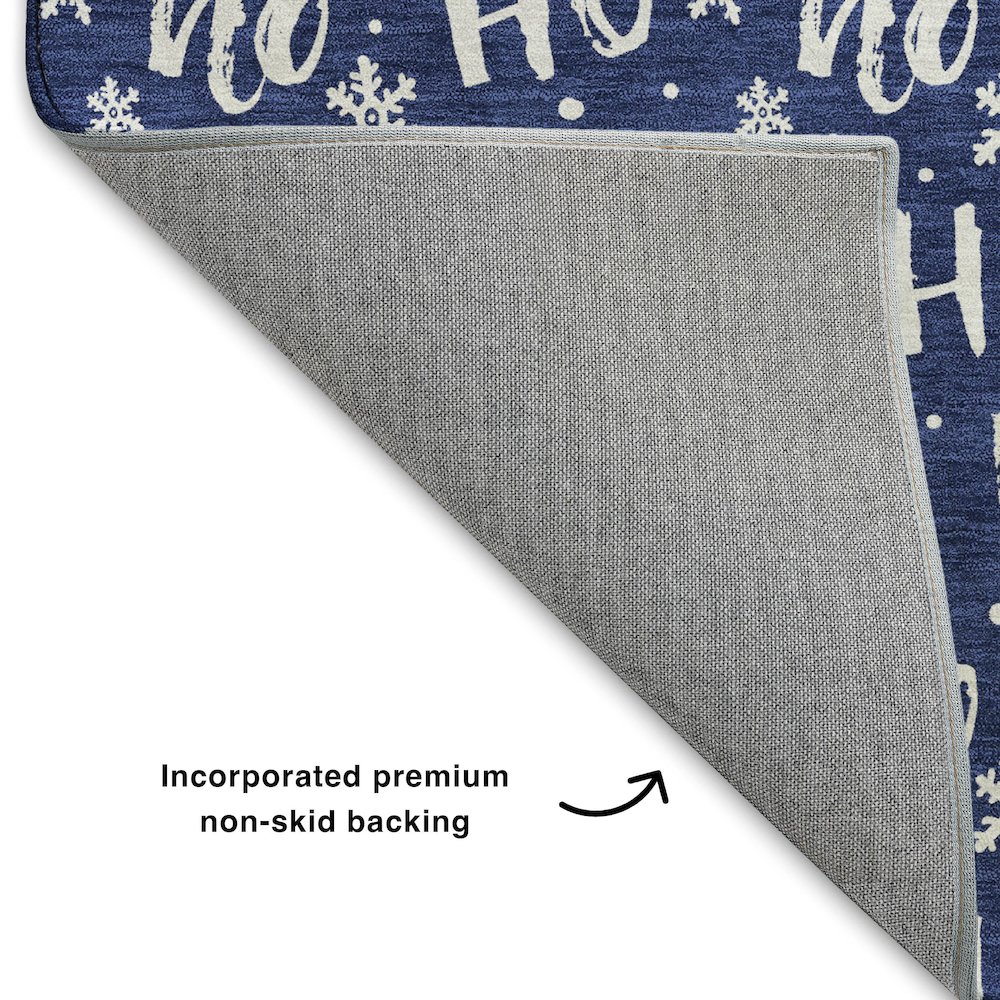 Luxury Washable Indoor/Outdoor Merry & Bright Navy 9' x 12' Rug. Picture 4
