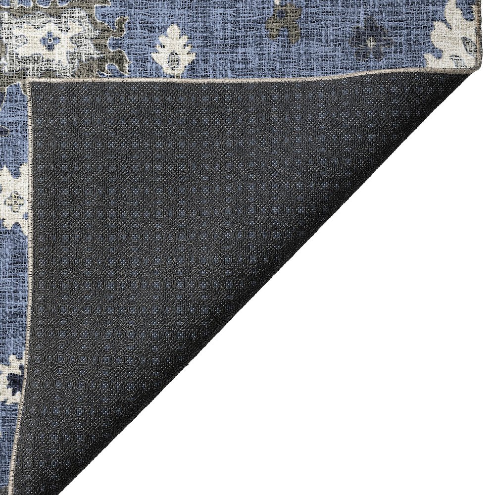 Luxury Washable Indoor/Outdoor Portico Blue 9' x 12' Rug. Picture 4