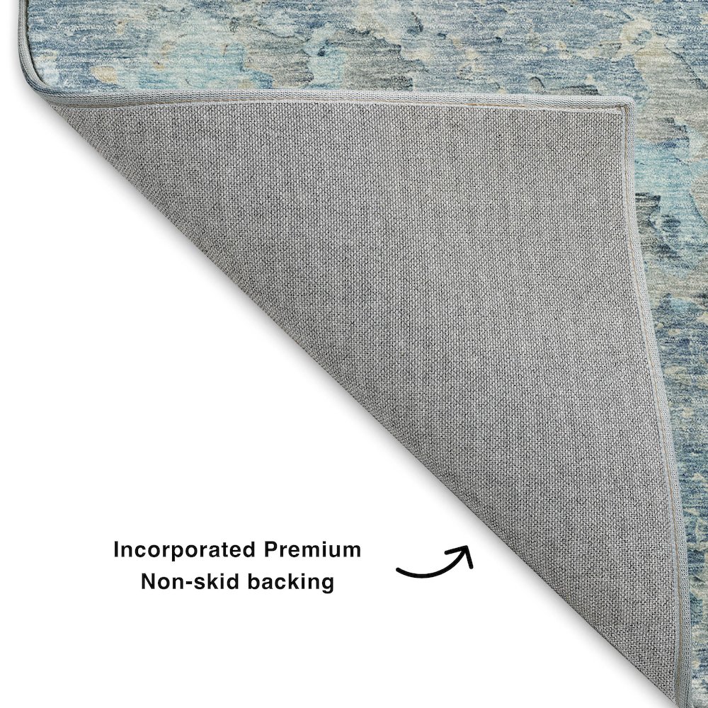 Luxury Washable Indoor/Outdoor Ravenna Blue 9' x 12' Rug. Picture 4