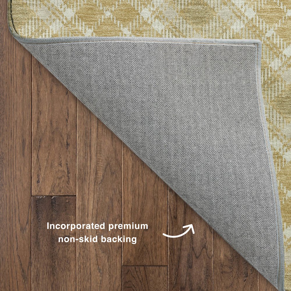 Luxury Washable Indoor/Outdoor Soft Essentials SE3 Gold 9' x 12' Rug. Picture 4