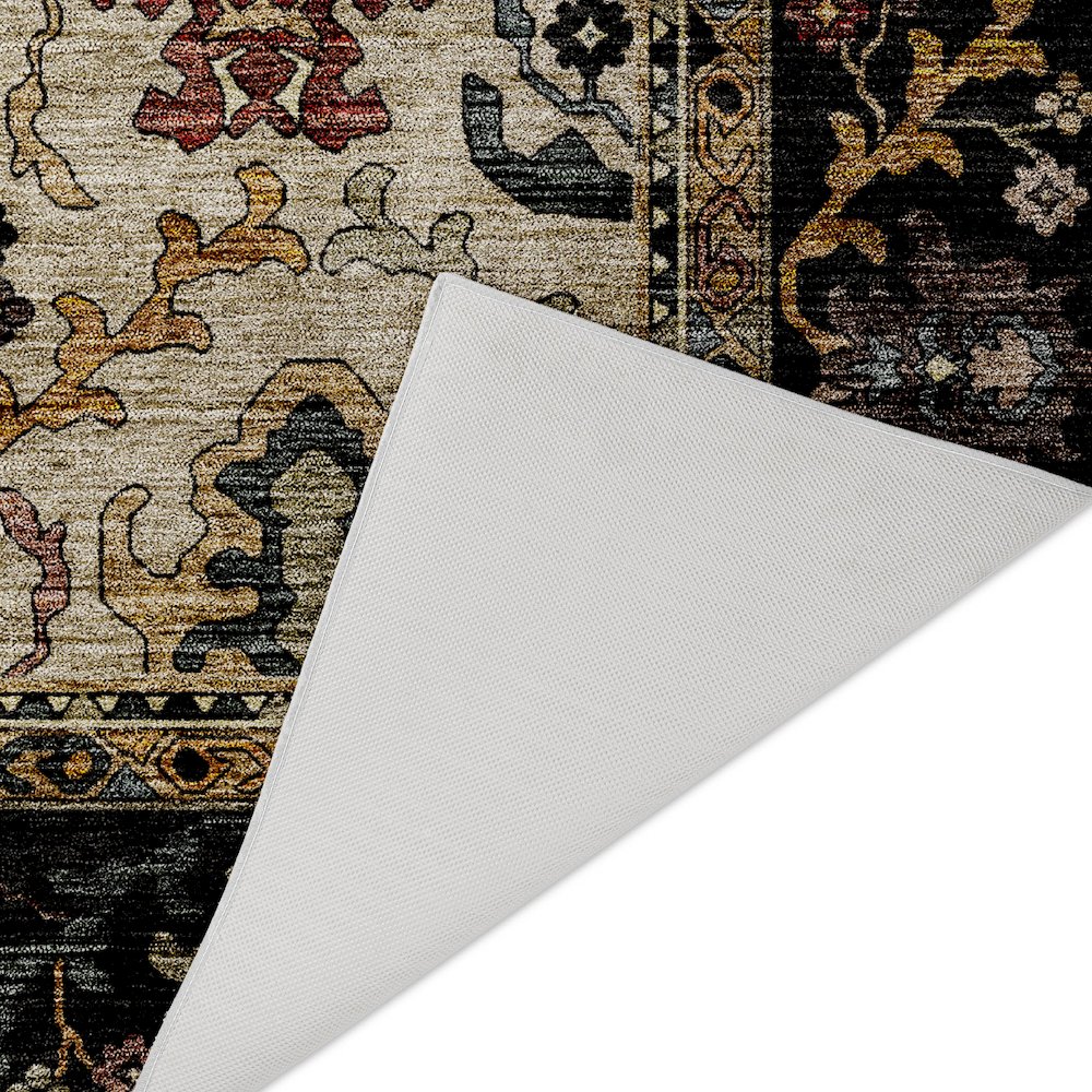 Indoor/Outdoor Silk Road Black 8' x 10' Rug. Picture 4