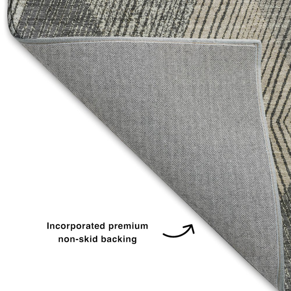Luxury Washable Indoor/Outdoor The Reserve Charcoal 9' x 12' Rug. Picture 4