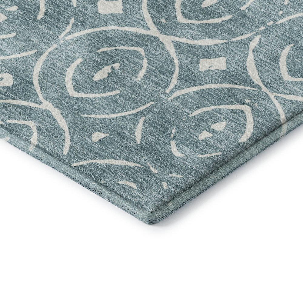 Luxury Washable Indoor/Outdoor The Reserve Turquoise 9' x 12' Rug. Picture 2