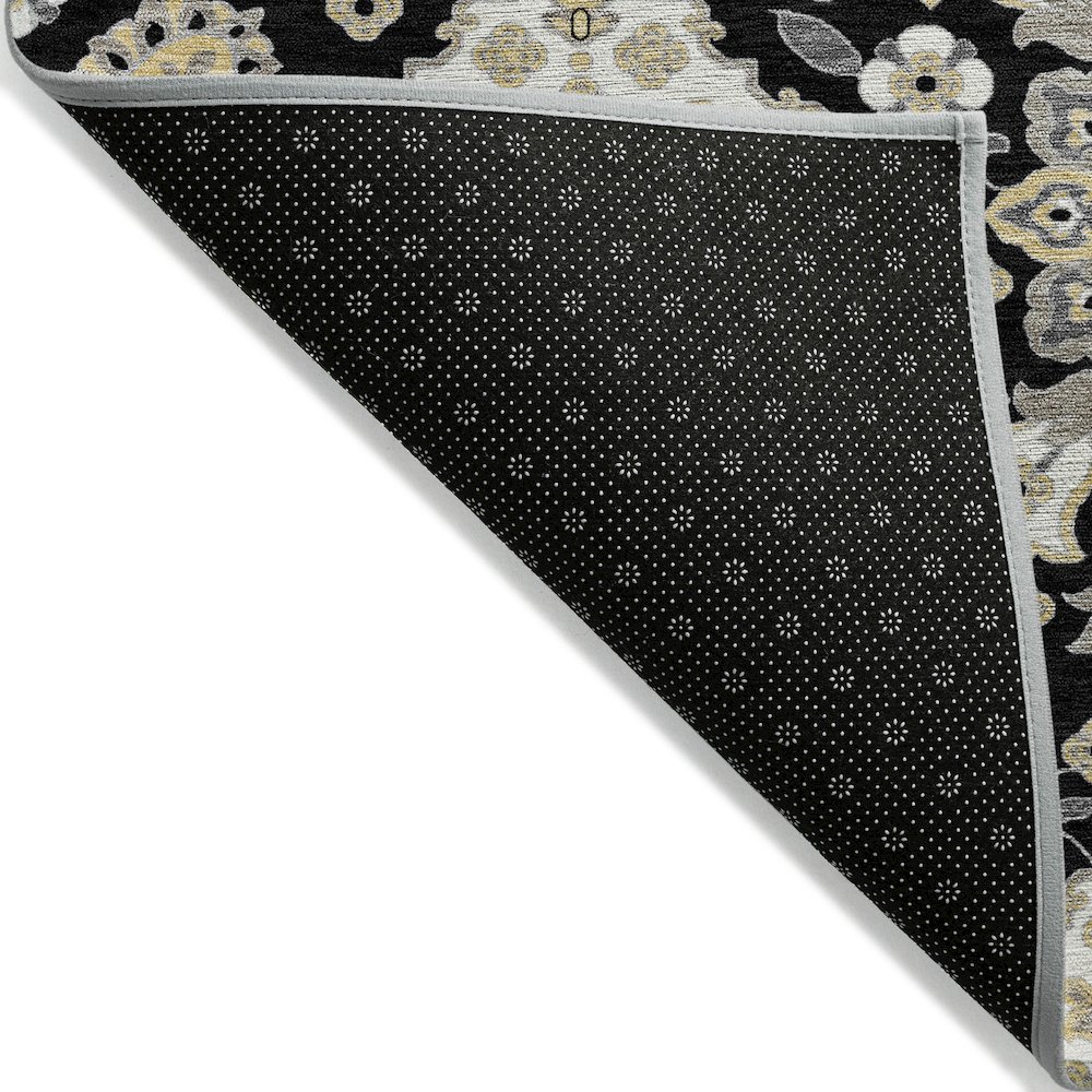 Machine Washable Indoor/Outdoor Chantille Black 10' x 14' Rug. Picture 2