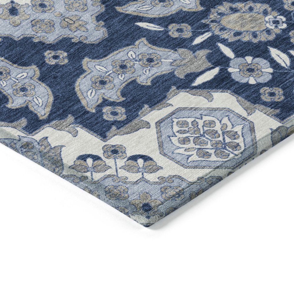 Machine Washable Indoor/Outdoor Chantille Blue 10' x 14' Rug. Picture 3