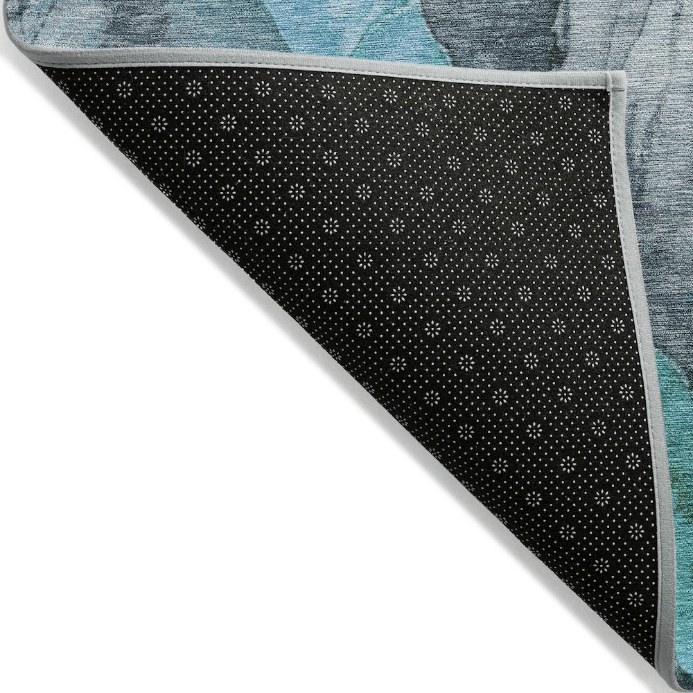 Machine Washable Indoor/Outdoor Chantille Teal 10' x 14' Rug. Picture 2