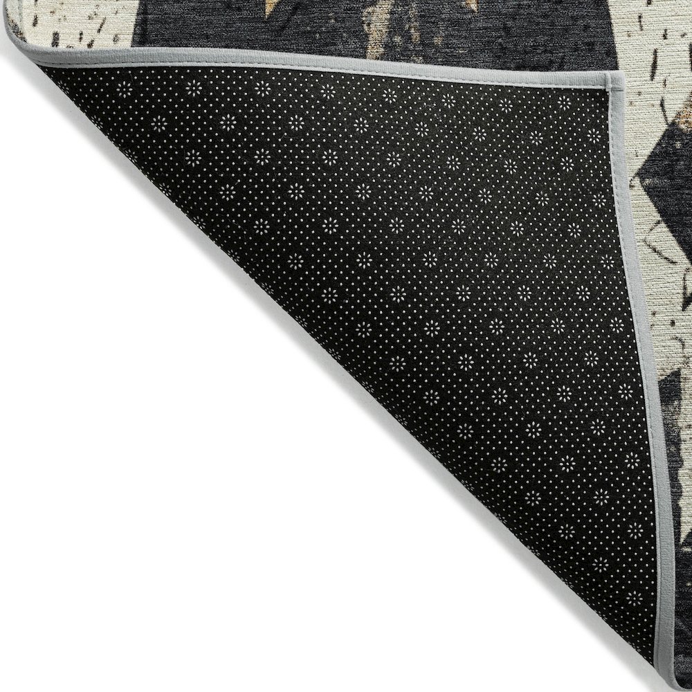 Machine Washable Indoor/Outdoor Chantille Black 10' x 14' Rug. Picture 2