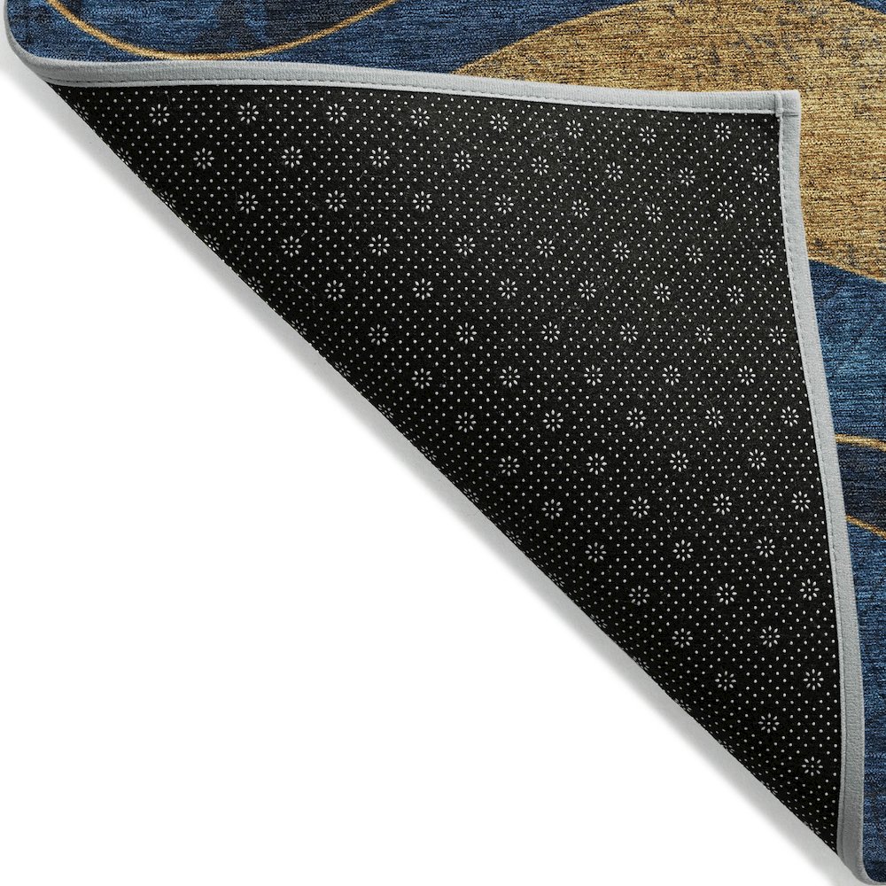 Machine Washable Indoor/Outdoor Chantille Blue 10' x 14' Rug. Picture 2