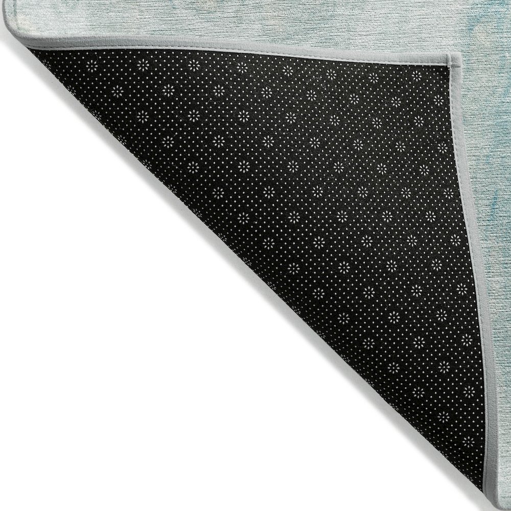 Machine Washable Indoor/Outdoor Chantille Teal 10' x 14' Rug. Picture 2