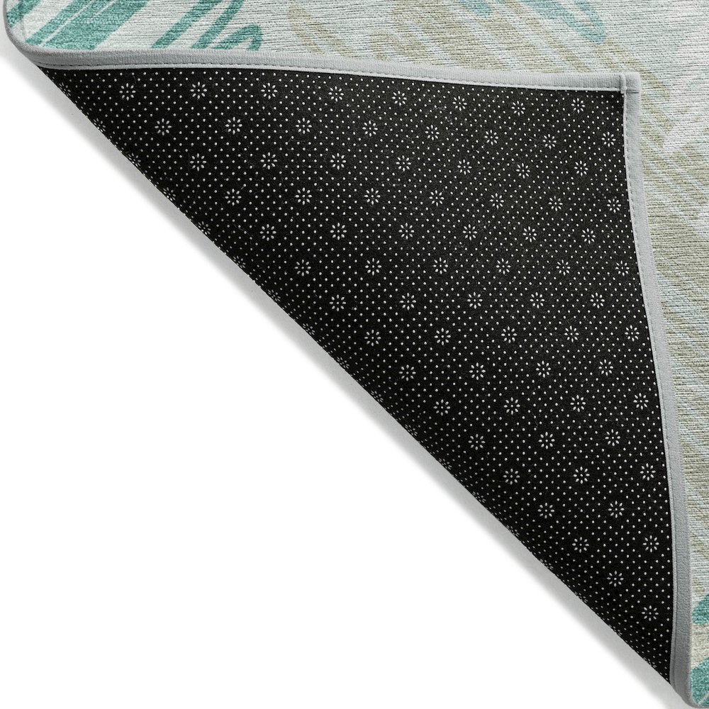 Machine Washable Indoor/Outdoor Chantille Teal 10' x 14' Rug. Picture 2