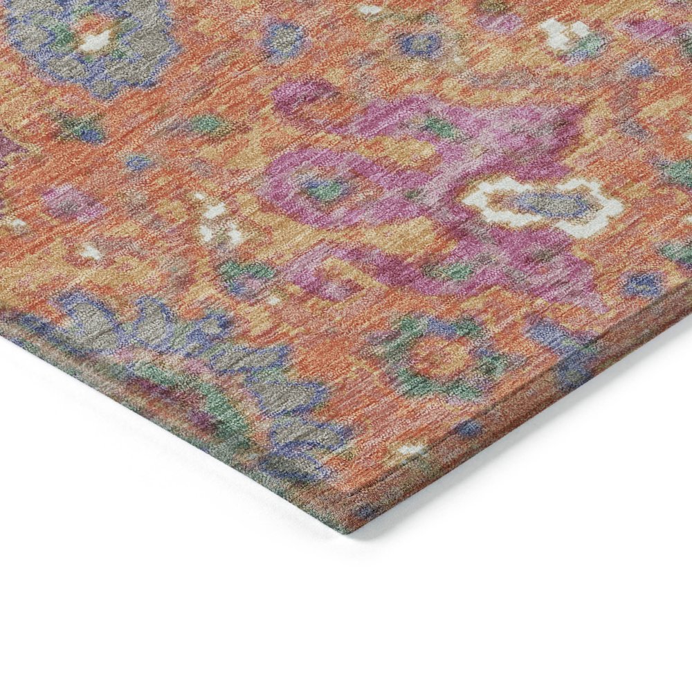 Machine Washable Indoor/Outdoor Chantille Orange 10' x 14' Rug. Picture 3