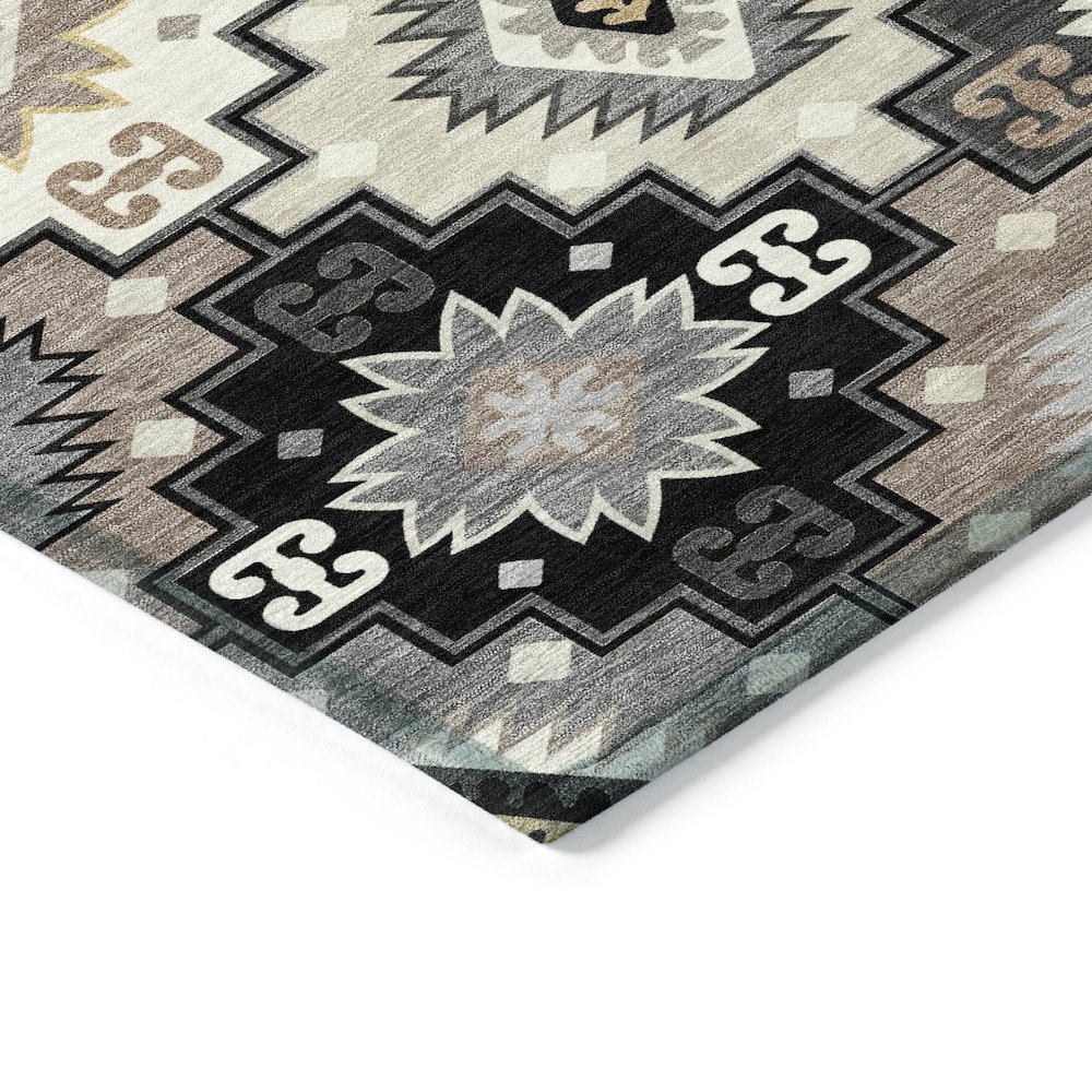 Machine Washable Indoor/Outdoor Chantille ACN2123 Black 10' x 14' Rug. Picture 3