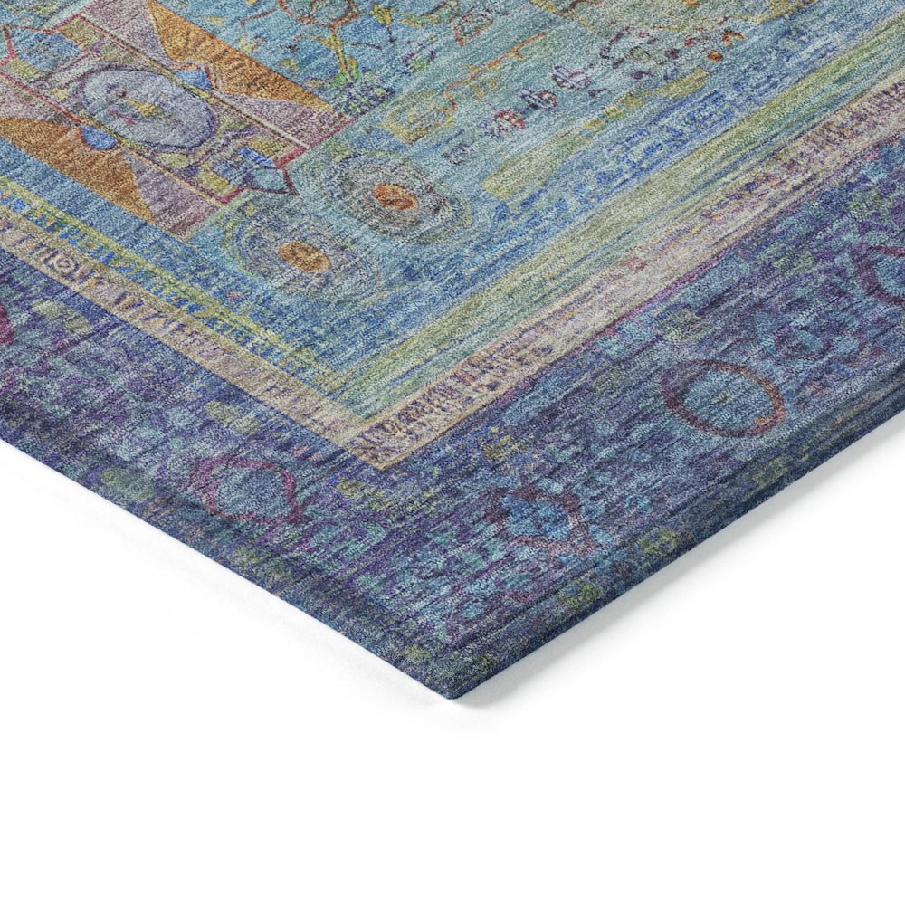 Machine Washable Indoor/Outdoor Chantille ACN2159 Teal 10' x 14' Rug. Picture 3