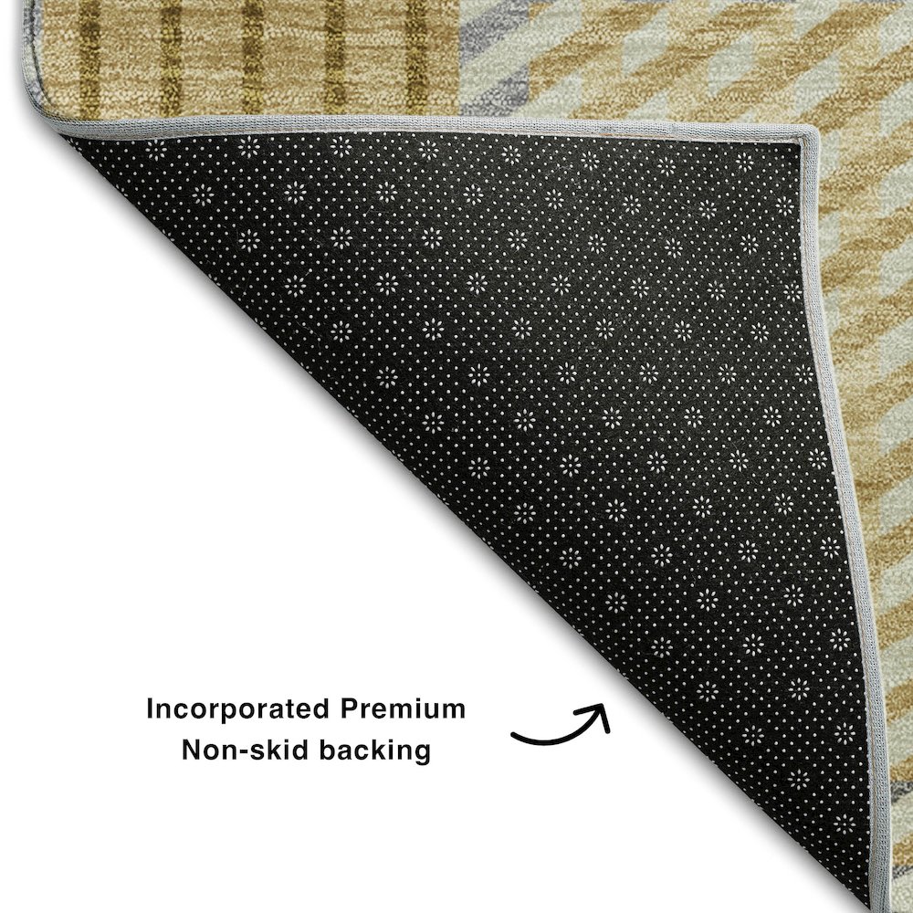 Premium Machine Washable Mayfield AMF1000 Gold 10' x 14' Rug. Picture 2