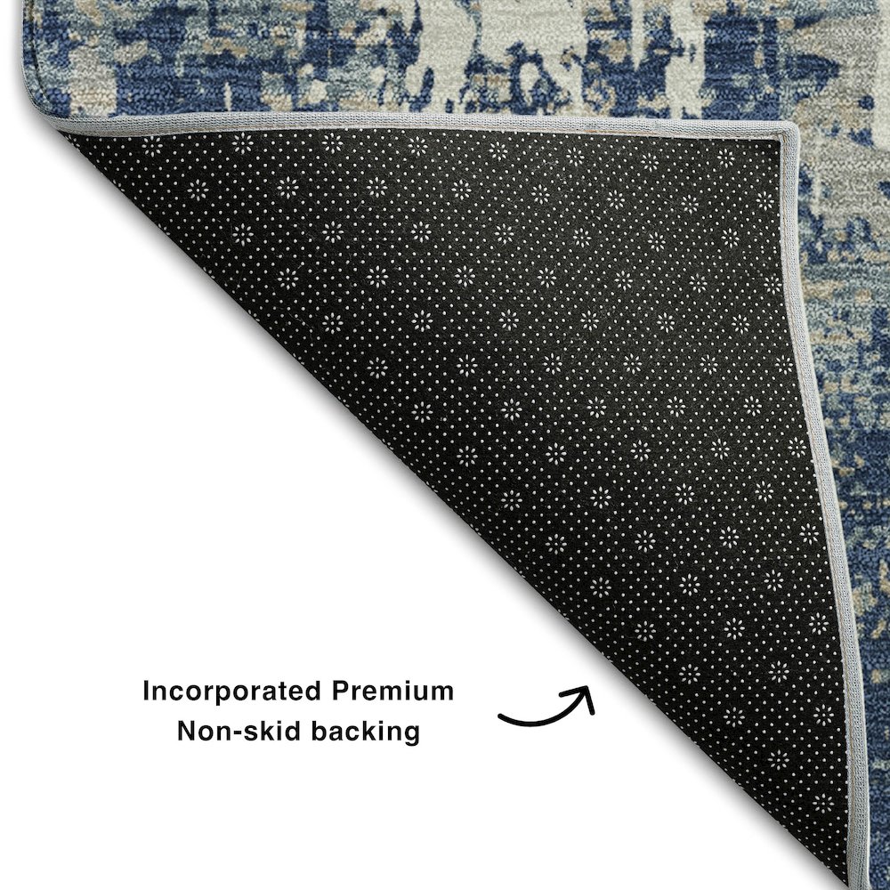 Premium Machine Washable Mayfield AMF1008 Navy 10' x 14' Rug. Picture 2