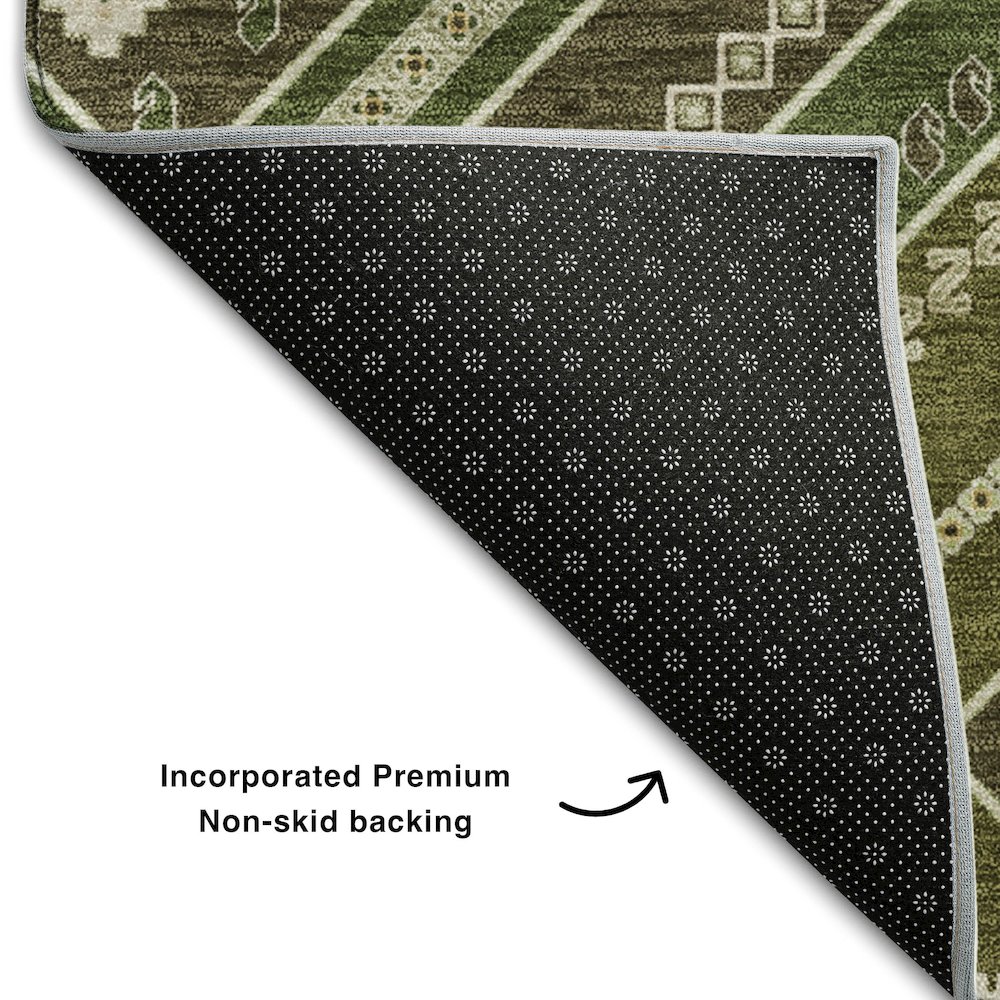 Premium Machine Washable Mayfield AMF1010 Olive 10' x 14' Rug. Picture 2