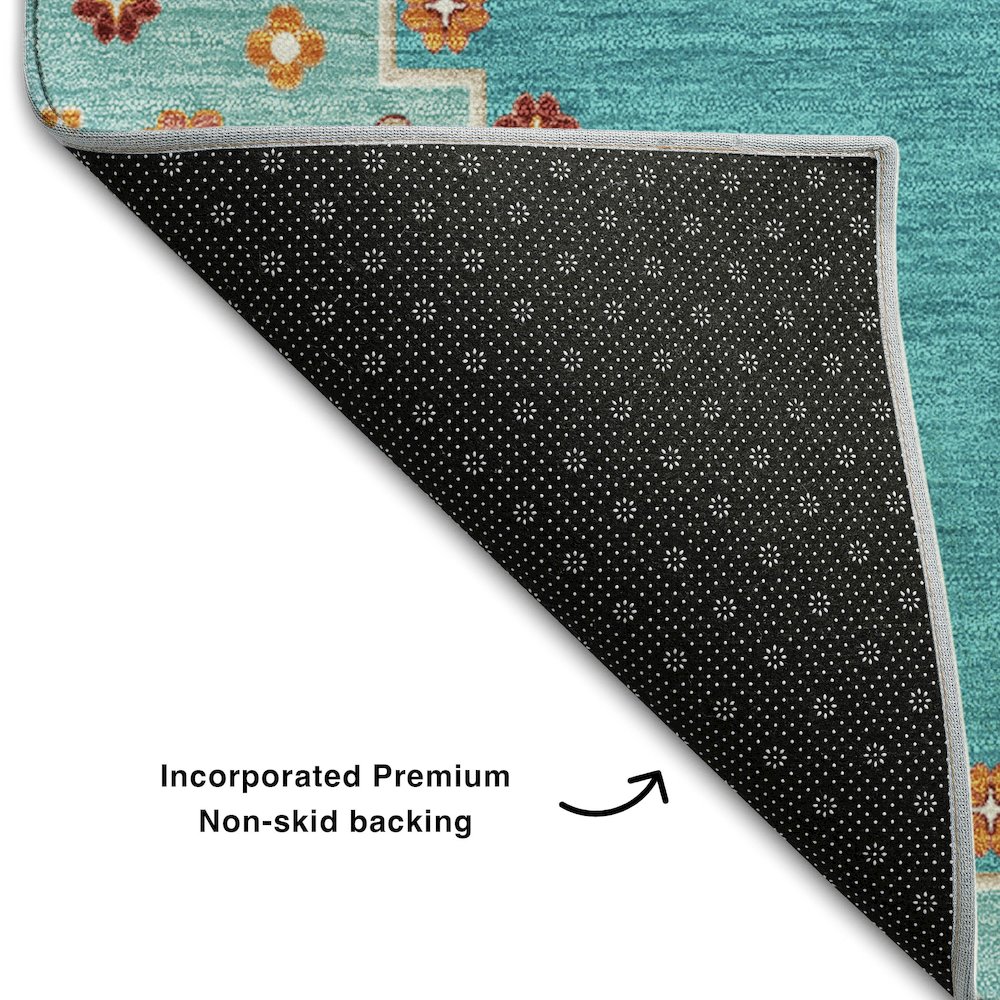 Premium Machine Washable Mayfield AMF1014 Teal 10' x 14' Rug. Picture 2