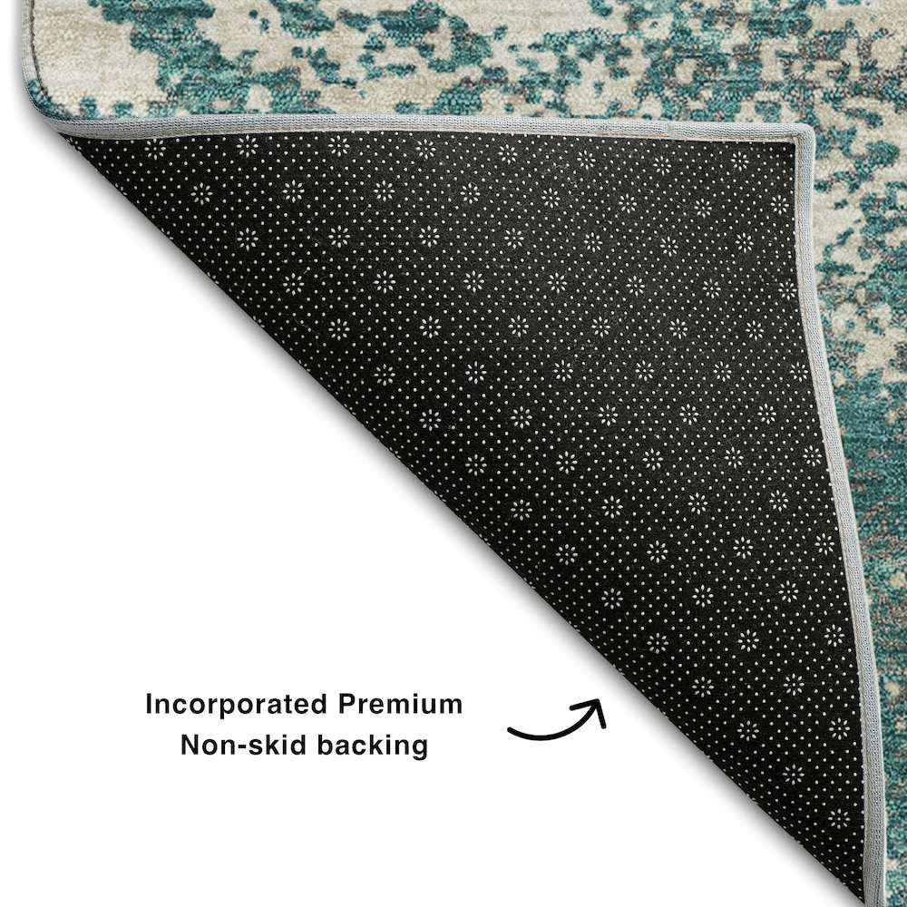 Premium Machine Washable Mayfield AMF1027 Teal 10' x 14' Rug. Picture 2