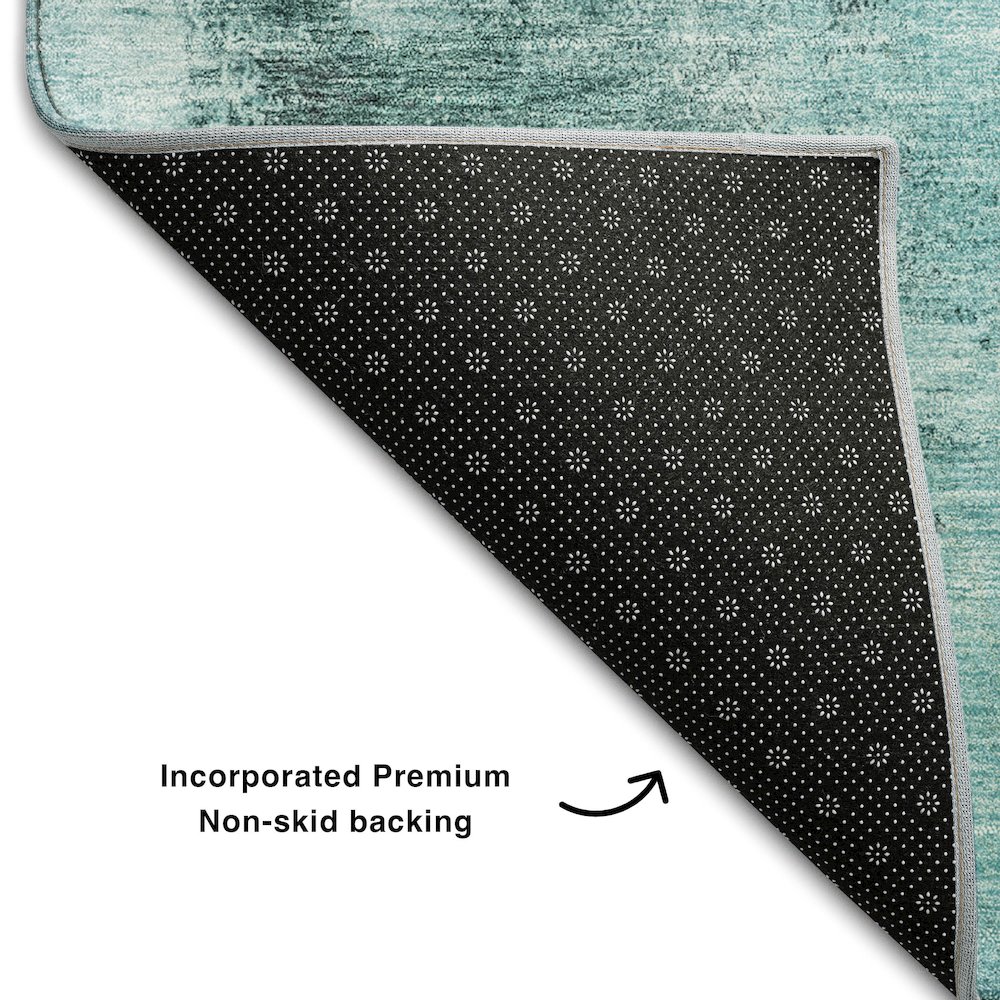 Premium Machine Washable Mayfield AMF1068 Teal 10' x 14' Rug. Picture 2