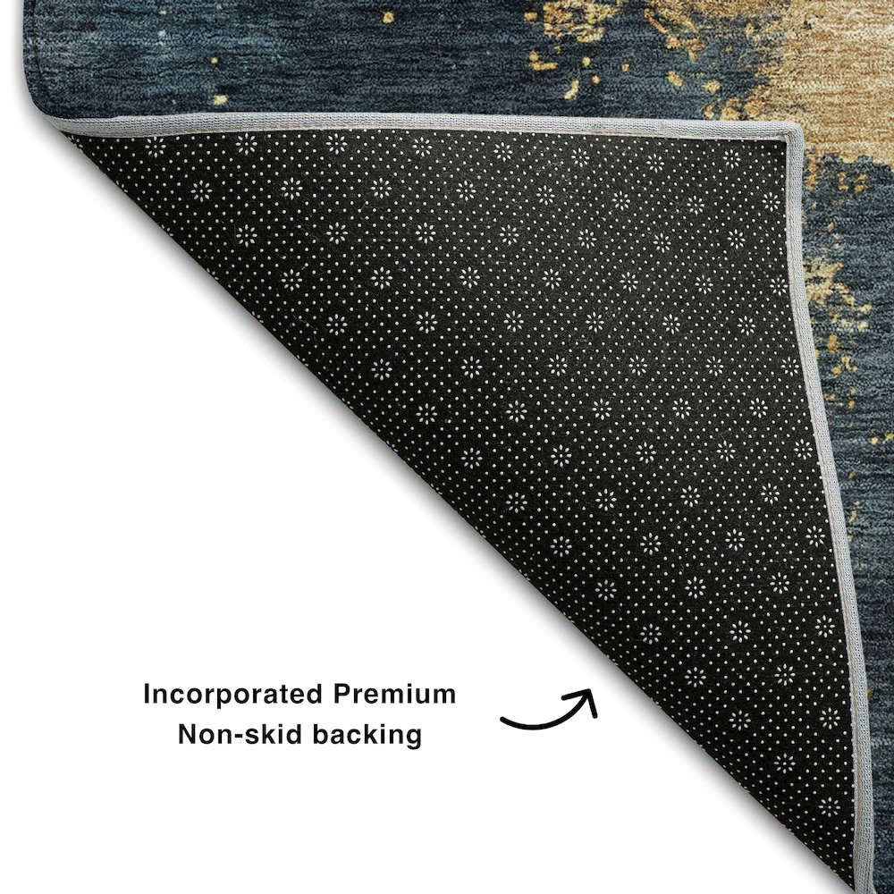 Premium Machine Washable Mayfield AMF1072 Blue 10' x 14' Rug. Picture 2