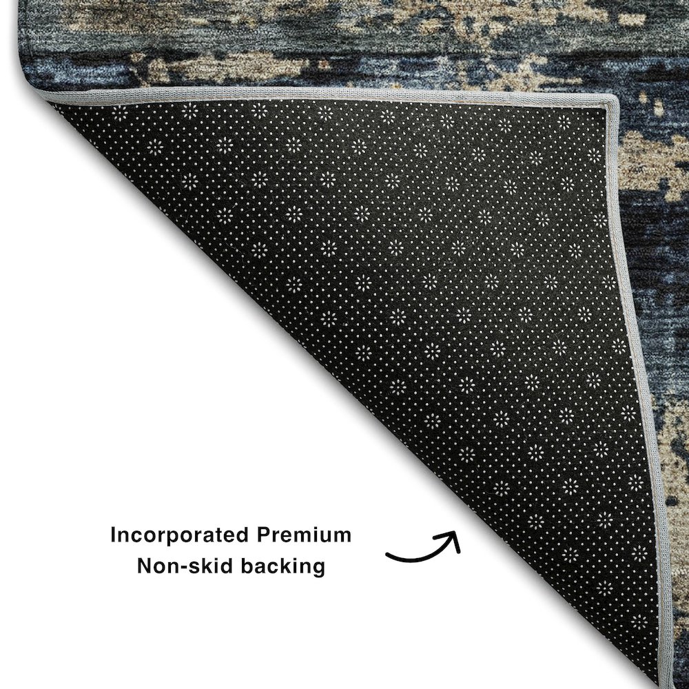 Premium Machine Washable Mayfield AMF1195 Navy 10' x 14' Rug. Picture 2