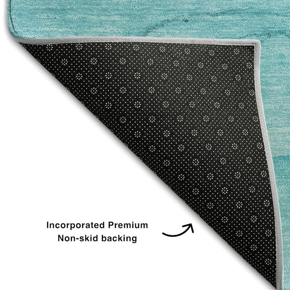 Premium Machine Washable Mayfield  Teal 10' x 14' Rug. Picture 2