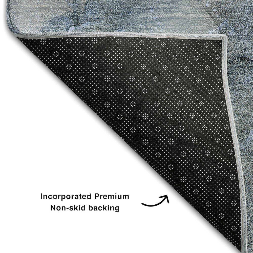 Premium Machine Washable Mayfield  Blue 10' x 14' Rug. Picture 2