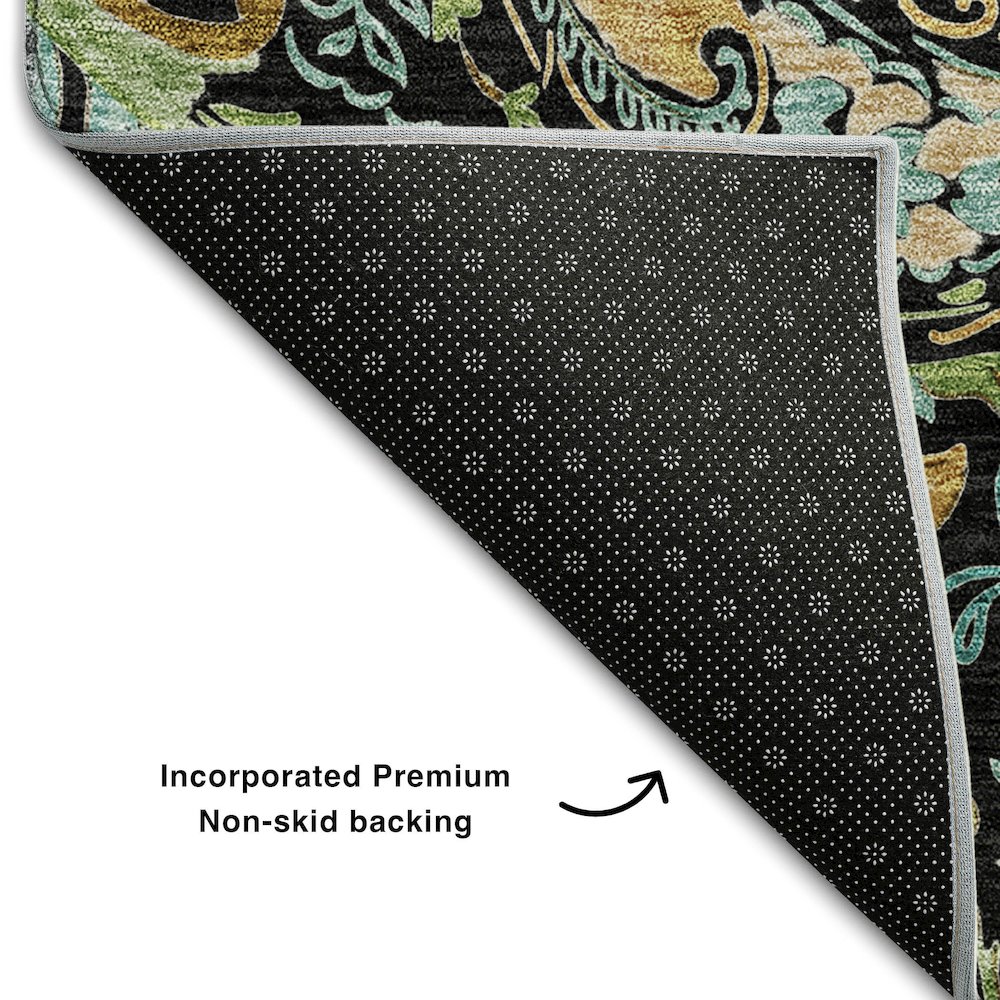 Premium Machine Washable Mayfield  Black 10' x 14' Rug. Picture 2