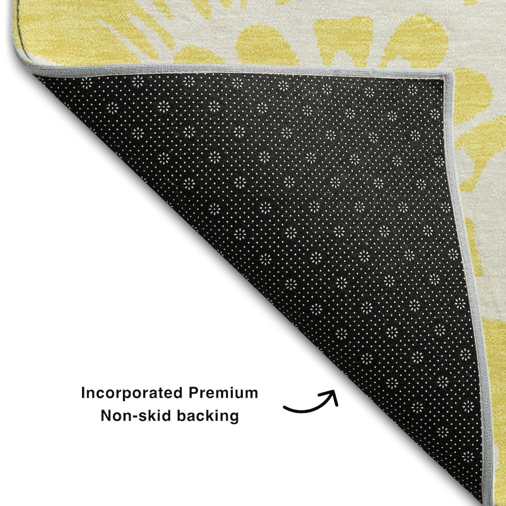 Premium Machine Washable Mayfield  Yellow 10' x 14' Rug. Picture 2