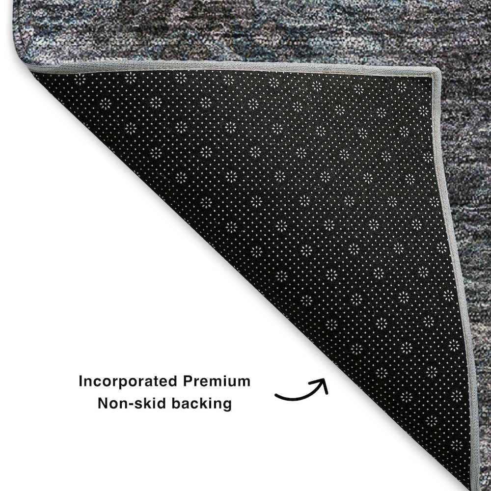 Premium Machine Washable Mayfield  Blue 10' x 14' Rug. Picture 2