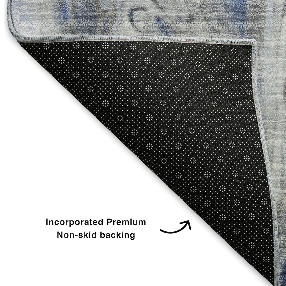 Premium Machine Washable Mayfield  Blue 10' x 14' Rug. Picture 2